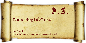 Marx Boglárka névjegykártya